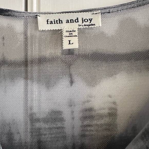 Faith and Joy Graphic Black and White Blouse - Picture 2 of 3
